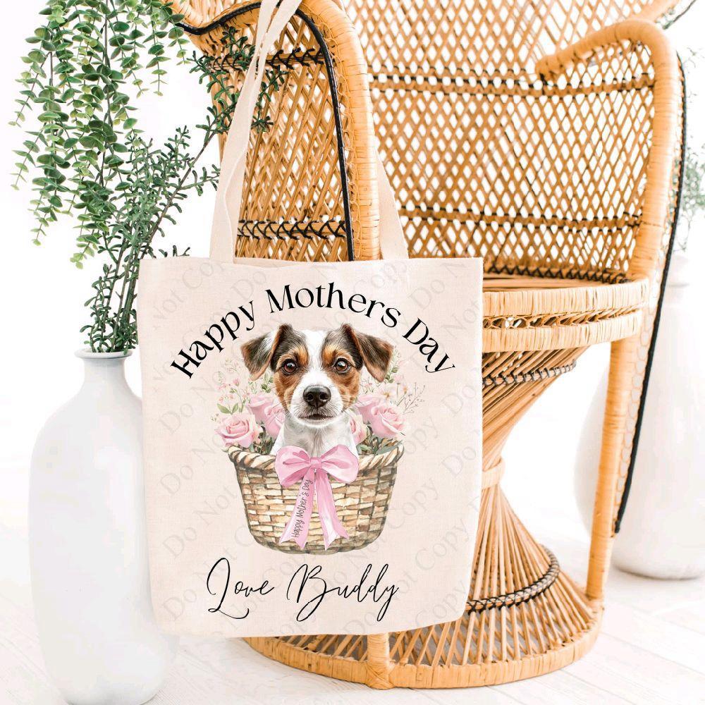 Tote bag mothers day dog in basket 47 to choose from  - canvas