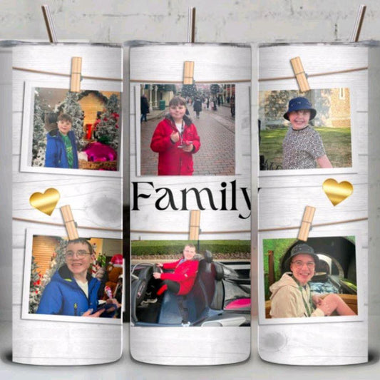 Family photo 20oz tumbler with metal straw