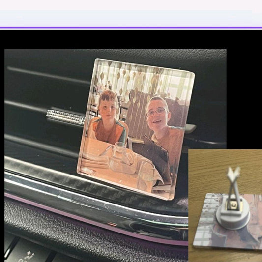 Personalised car photo vent clip with fragrance disc