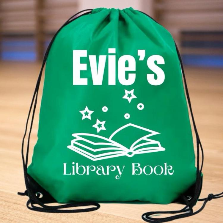 drawstring book bag personalised other colours also available