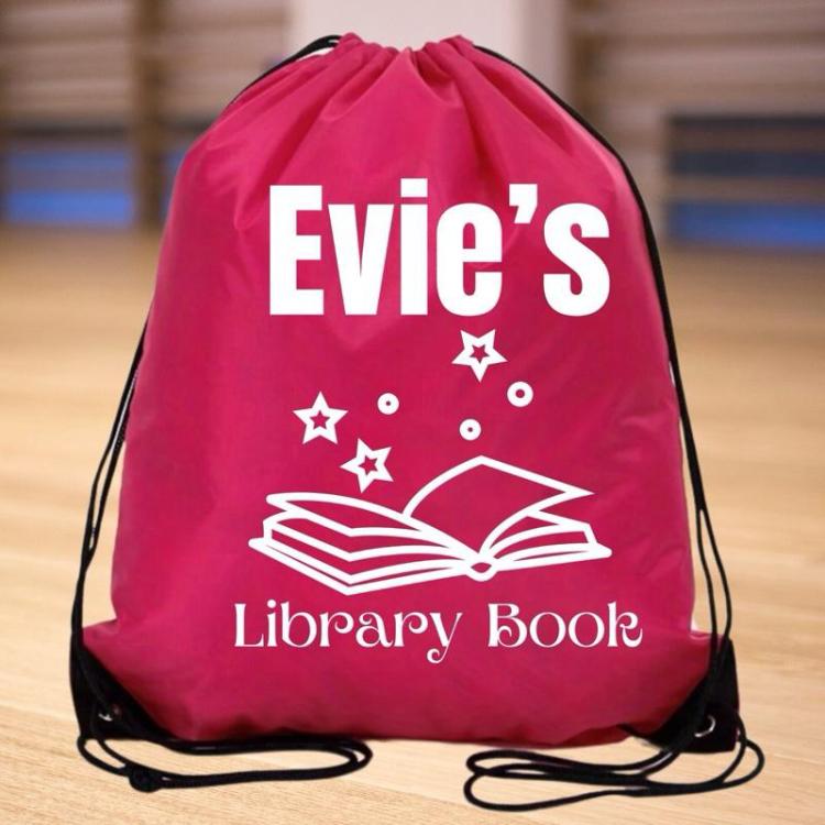 drawstring book bag personalised other colours also available